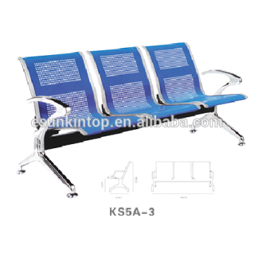 Chaise d&#39;aéroport générale à trois sièges, accoudoirs en aluminium et finition de jambes (KS5A-3)